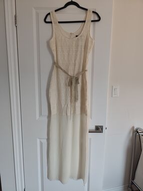 le chateau Cream Lace Maxi Dress with Sash